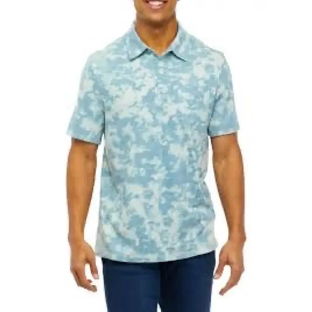 American Rag Cie Blue Cloud‎ Tie Dye Collared Casual Polo Shirt Men’s Size Large